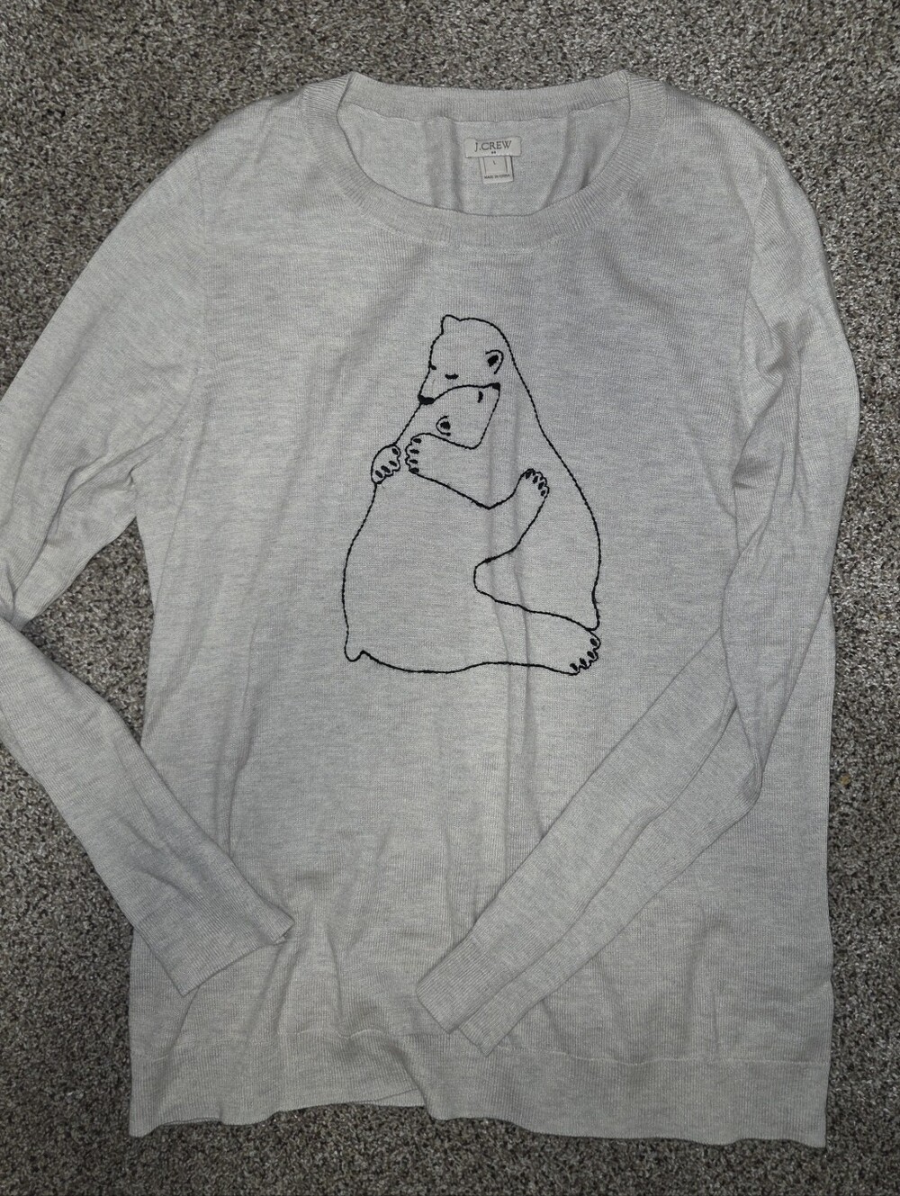J. Crew Sweater with Black Polar Bear Hug Embroidery